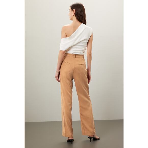 RTR Reformation Sz 6 Brown Mason Pleated Wide Leg High Waist Trouser Pants - Picture 2 of 8